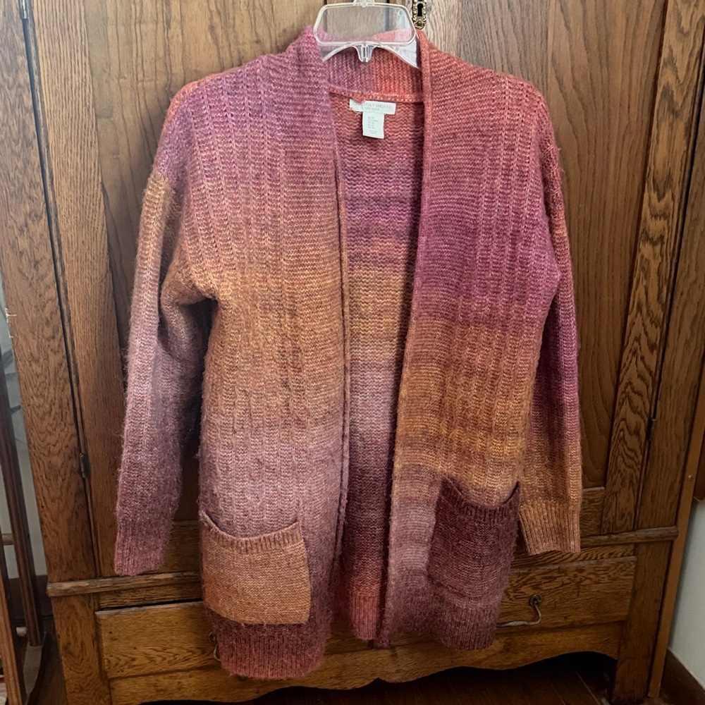 Christian Siriano Pink and Brown Gradient Cardigan